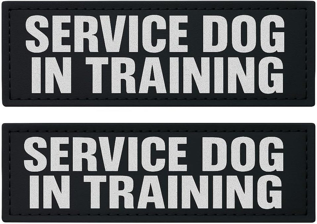 Reflective Service Dog in Training Patches with Hook and Loop Backing for Service Animal Vests /Harnesses Medium (5 X 1.5) Inch