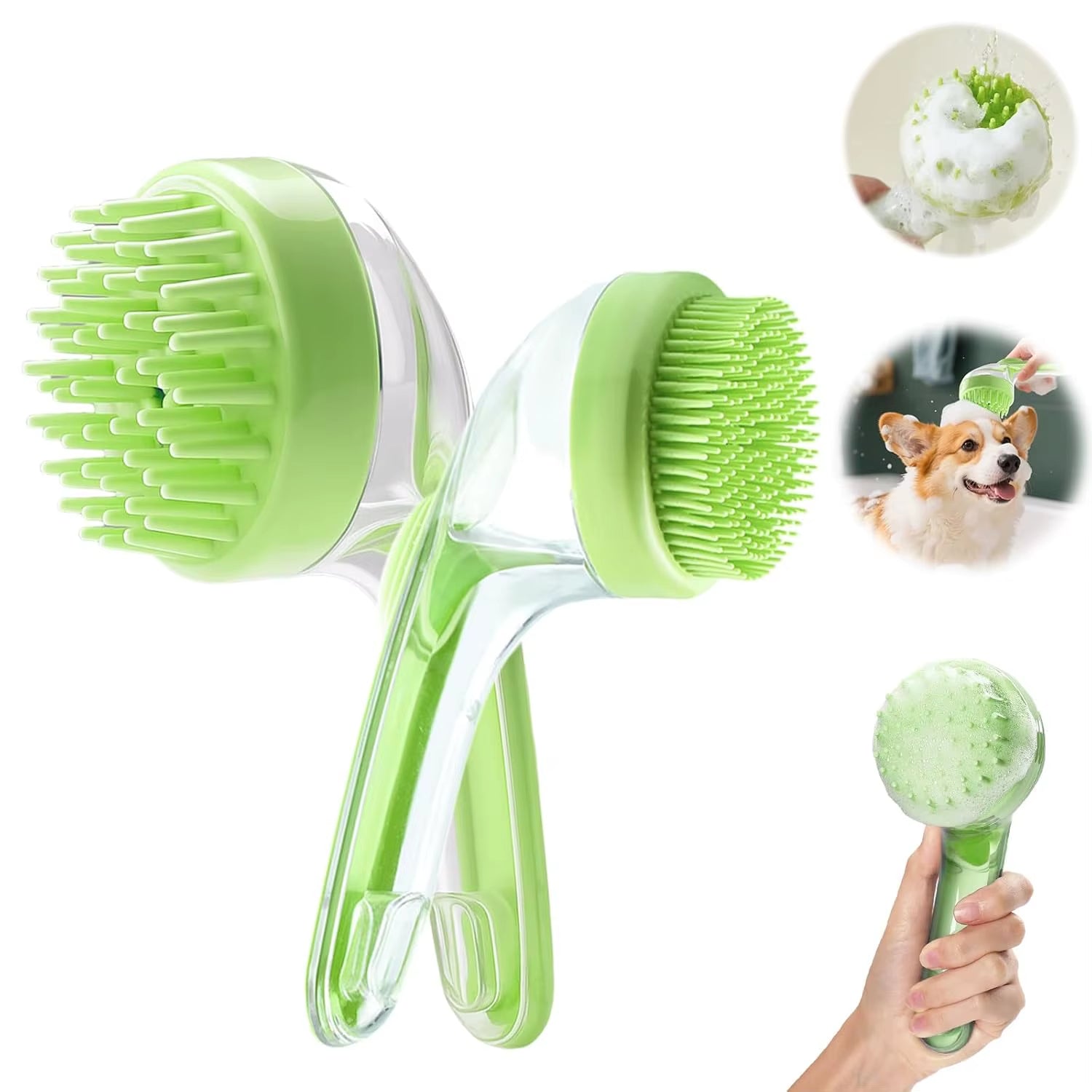 Pet Bath Brush with Shampoo Dispenser Easy Dog Washing Brush for Dogs and Cats