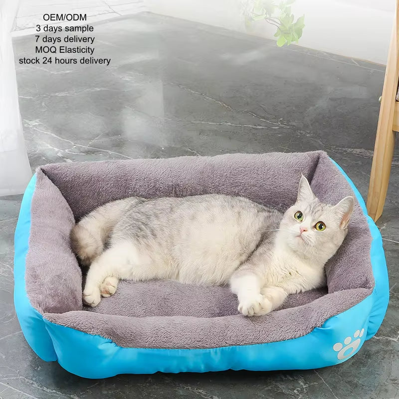 Warm XL Pet Bed Sofa for Dogs Cats Eco-Friendly Oxford Cloth Anti-Slip Short Plush PP Cotton Sponge Comfortable Arctic Fleece