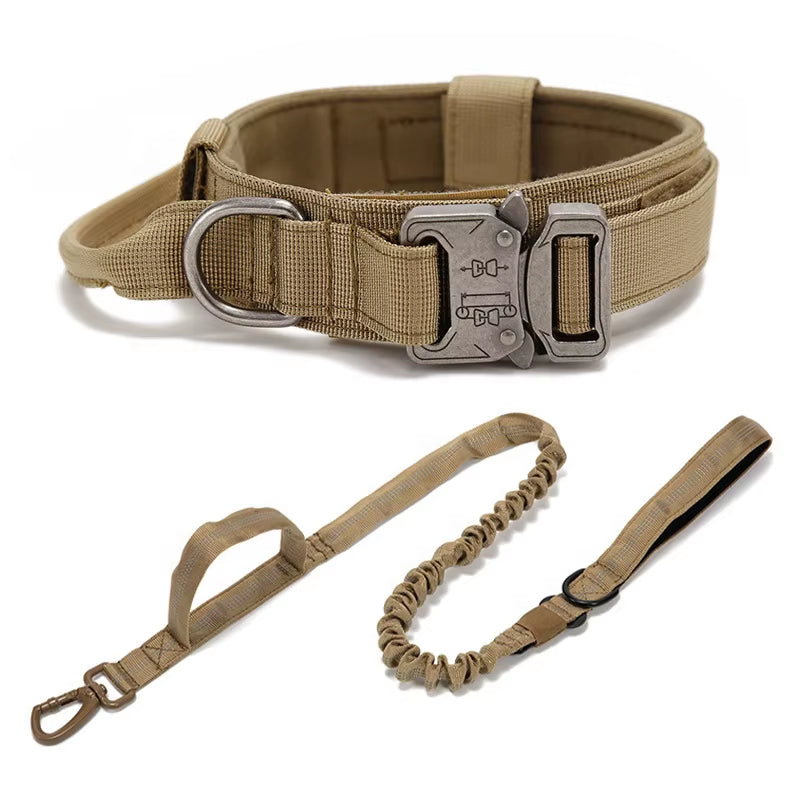 Customize Logo&Color Pet Products Metal Buckle Training Collar for Medium Large Dogs Tactical Dog Collar and Leash Set
