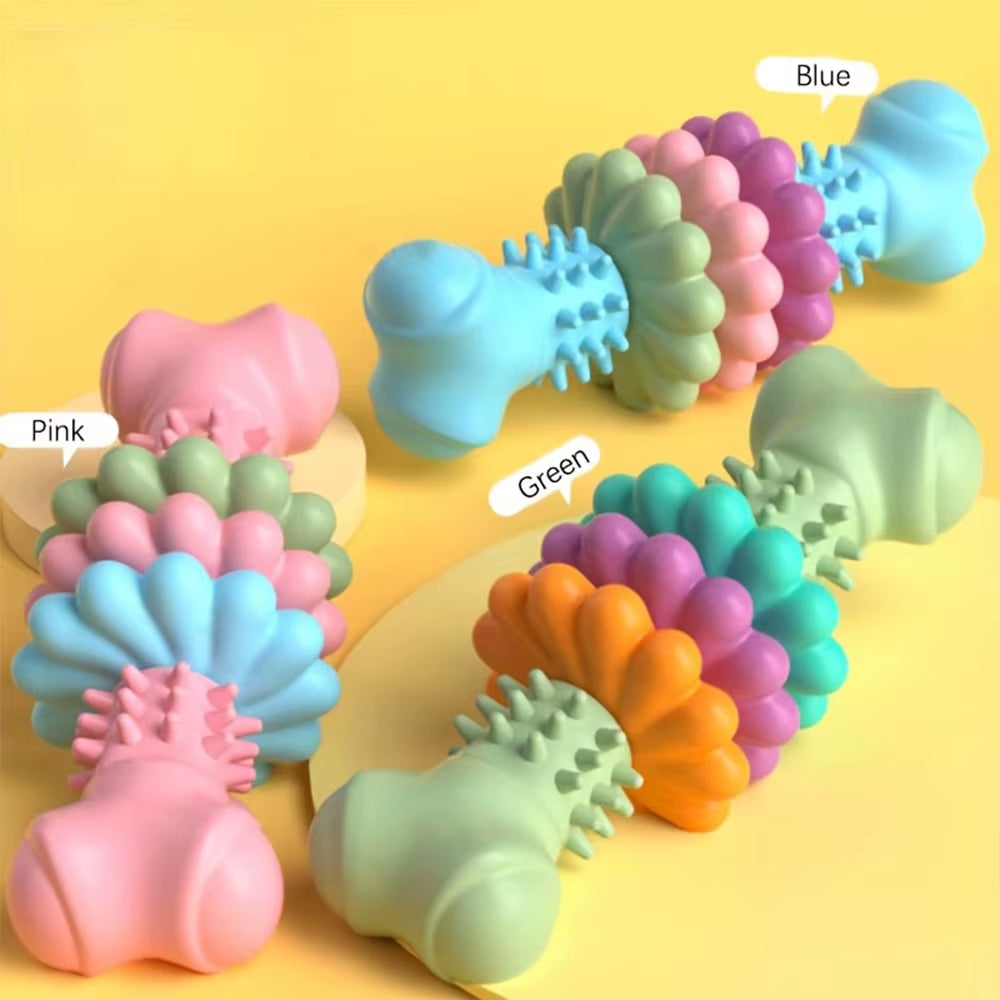 TPR Bone Shape Dog Chew Toy for All Size Dogs Teething Relief Colorful Chew Bone for Boredom Busting and Dental Care