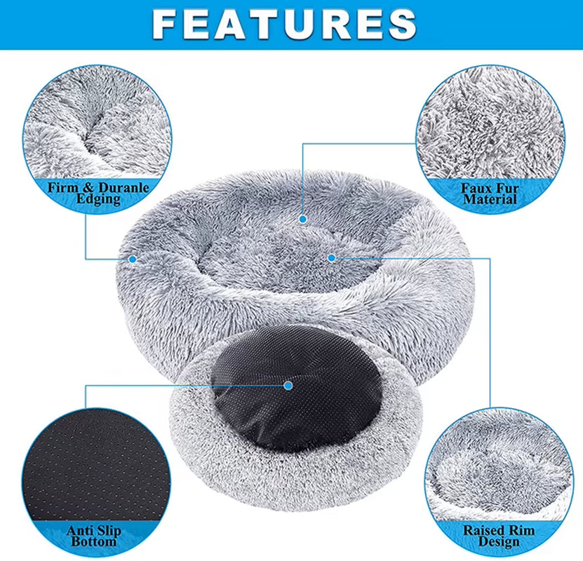 Small Medium Large Warm Faux Fur Donut Couch Accessory Pet Dog Bed Sofa Manufacturer'S Product with Carton Packing