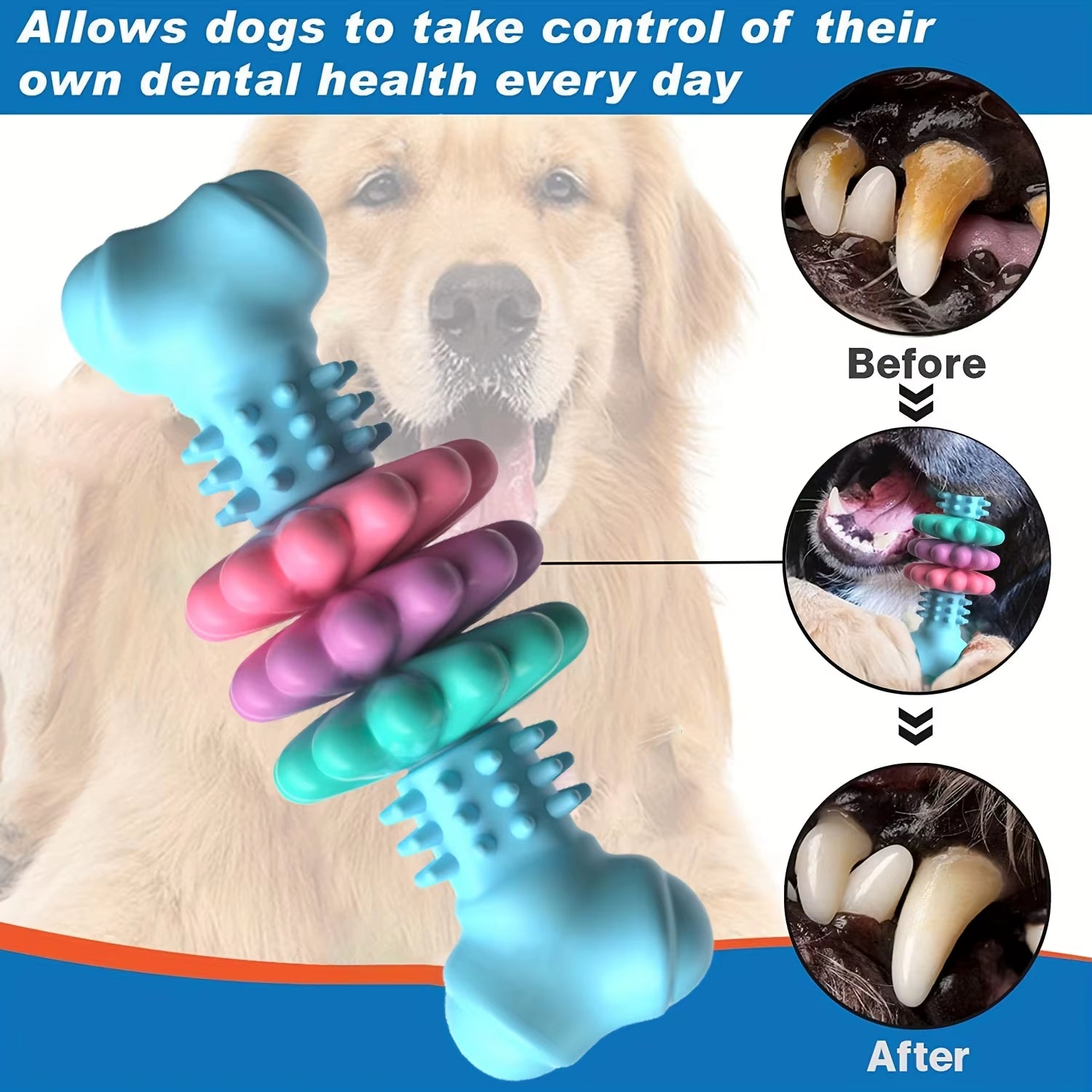 TPR Bone Shape Dog Chew Toy for All Size Dogs Teething Relief Colorful Chew Bone for Boredom Busting and Dental Care