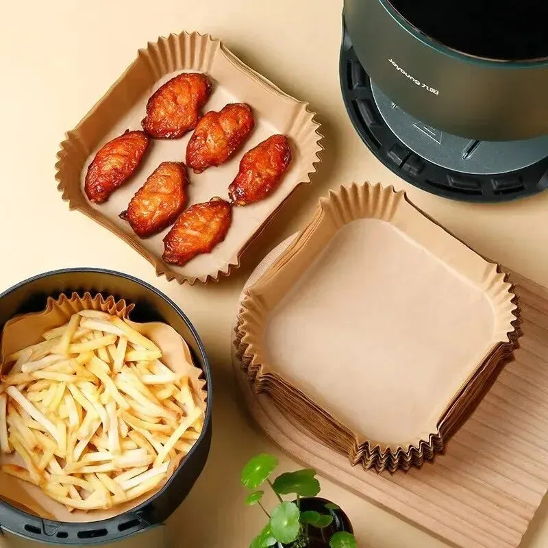 50Pcs Air Fryer Disposable Paper Non-Stick Airfryer Baking Papers round Air-Fryer Paper Liners Paper Kitchen Accessories