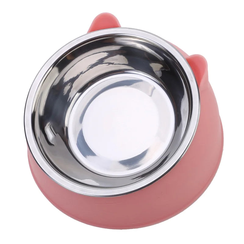 1/2/5Pcs Cat Bowl Creative Inclined Kitten Puppy Food Feeding Bowls Stainless Steel Cats Drinking Feeder Pet Dogs Cats Feeders