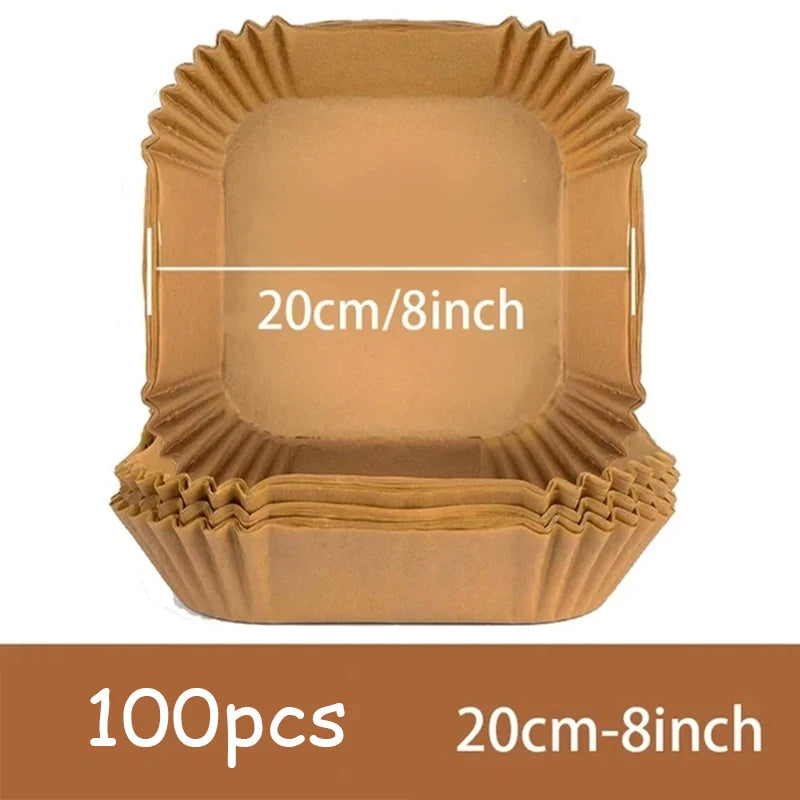50Pcs Air Fryer Disposable Paper Non-Stick Airfryer Baking Papers round Air-Fryer Paper Liners Paper Kitchen Accessories