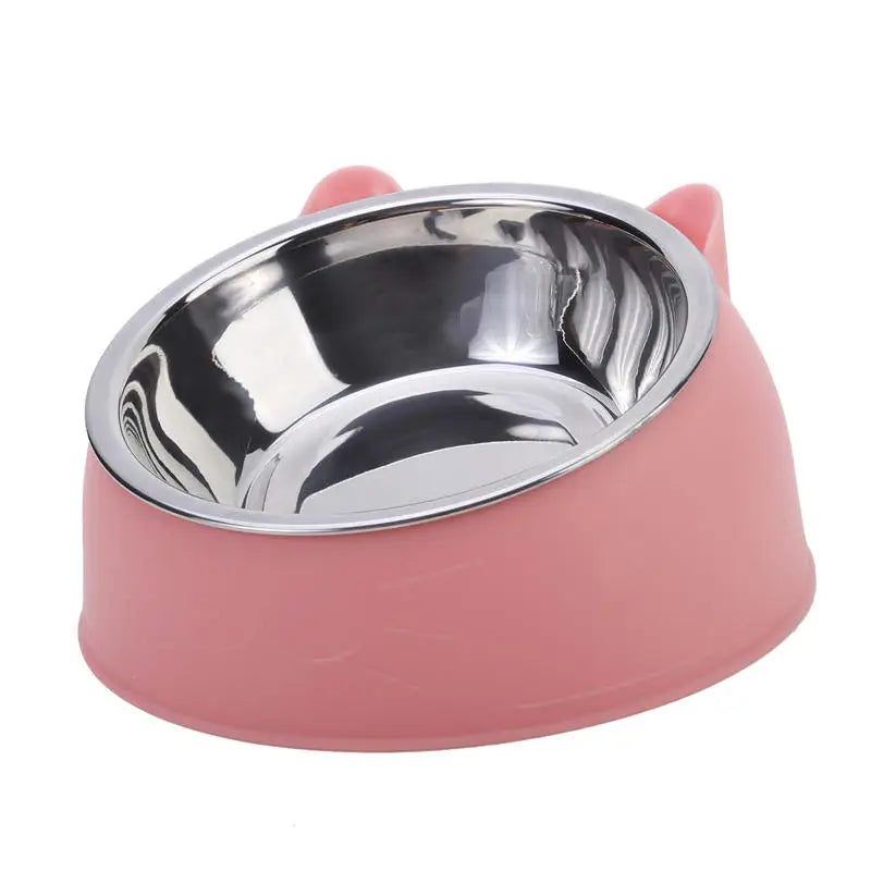 1/2/5Pcs Cat Bowl Creative Inclined Kitten Puppy Food Feeding Bowls Stainless Steel Cats Drinking Feeder Pet Dogs Cats Feeders