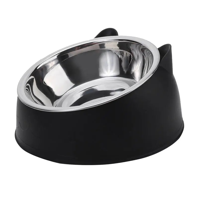 1/2/5Pcs Cat Bowl Creative Inclined Kitten Puppy Food Feeding Bowls Stainless Steel Cats Drinking Feeder Pet Dogs Cats Feeders