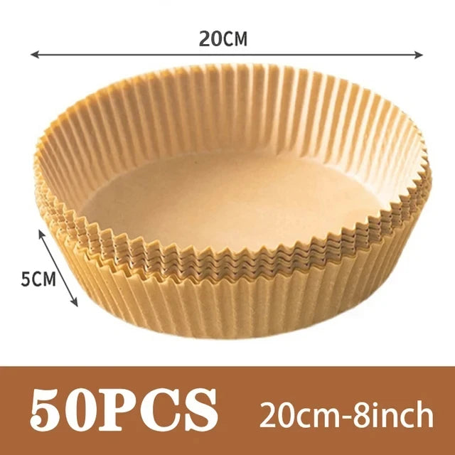 50Pcs Air Fryer Disposable Paper Non-Stick Airfryer Baking Papers round Air-Fryer Paper Liners Paper Kitchen Accessories
