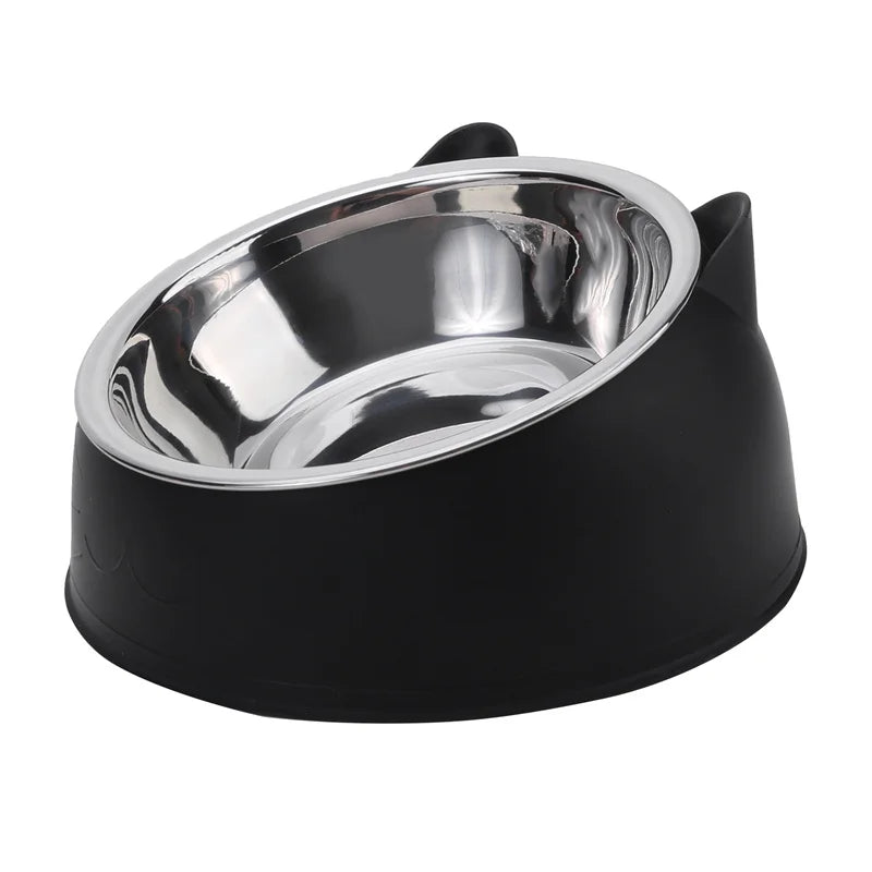 1/2/5Pcs Cat Bowl Creative Inclined Kitten Puppy Food Feeding Bowls Stainless Steel Cats Drinking Feeder Pet Dogs Cats Feeders
