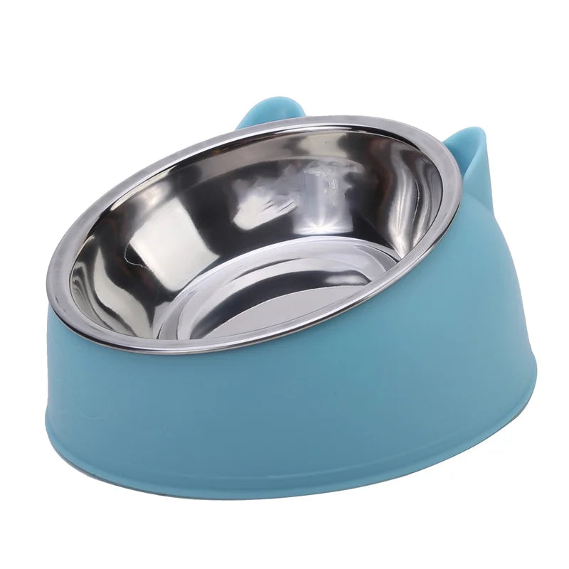 1/2/5Pcs Cat Bowl Creative Inclined Kitten Puppy Food Feeding Bowls Stainless Steel Cats Drinking Feeder Pet Dogs Cats Feeders
