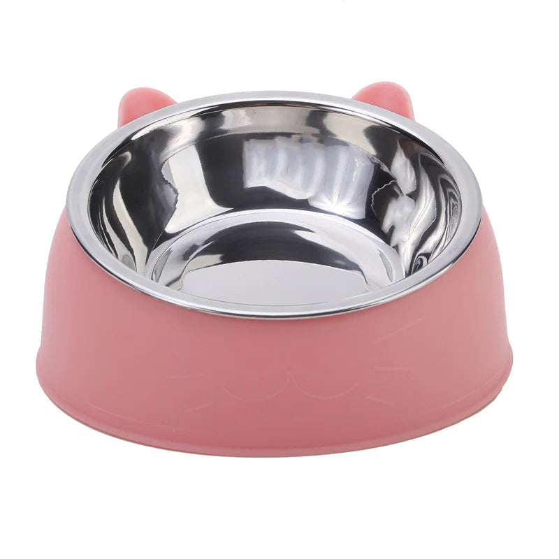 1/2/5Pcs Cat Bowl Creative Inclined Kitten Puppy Food Feeding Bowls Stainless Steel Cats Drinking Feeder Pet Dogs Cats Feeders
