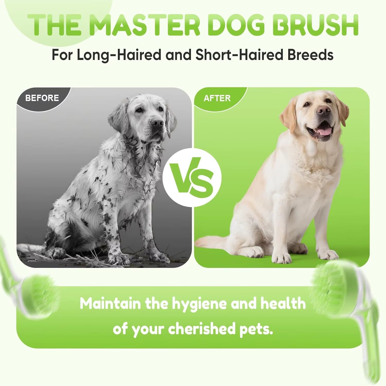 Pet Bath Brush with Shampoo Dispenser Easy Dog Washing Brush for Dogs and Cats