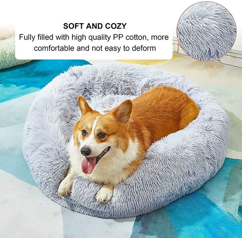 Small Medium Large Warm Faux Fur Donut Couch Accessory Pet Dog Bed Sofa Manufacturer'S Product with Carton Packing