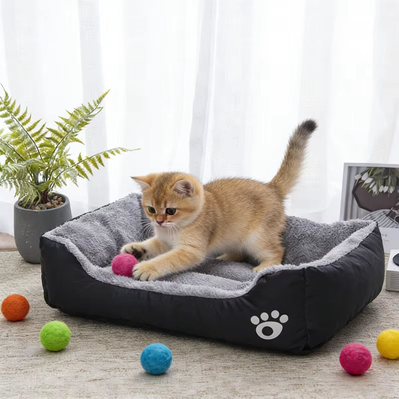 Warm XL Pet Bed Sofa for Dogs Cats Eco-Friendly Oxford Cloth Anti-Slip Short Plush PP Cotton Sponge Comfortable Arctic Fleece