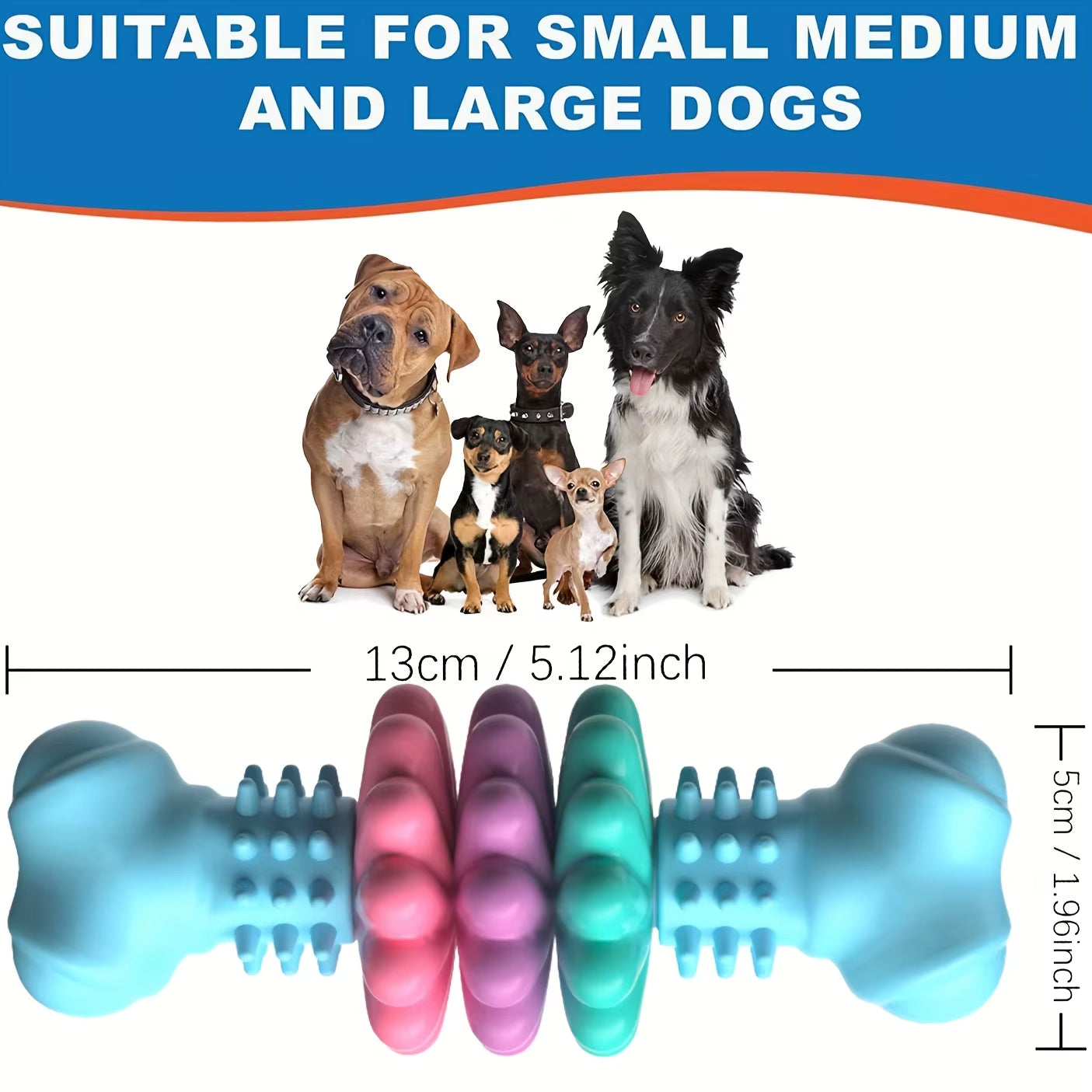 TPR Bone Shape Dog Chew Toy for All Size Dogs Teething Relief Colorful Chew Bone for Boredom Busting and Dental Care